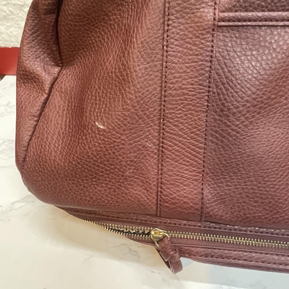 Sole Society Duffle Bag Womens Large Burgundy Faux Leather Weekender Travel Bag - Picture 5 of 13